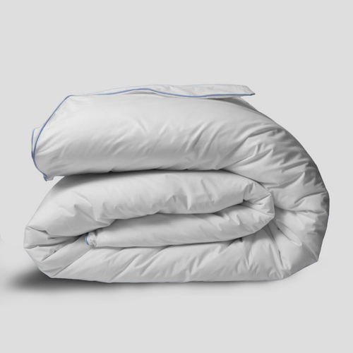 Light Blue Piped Percale Duvet Cover