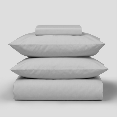 Light Grey Crisp Cool Organic Percale Duvet Set