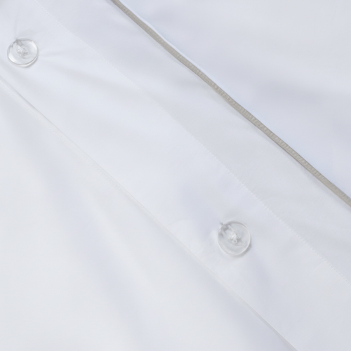 Piped Percale Duvet Cover Light Grey