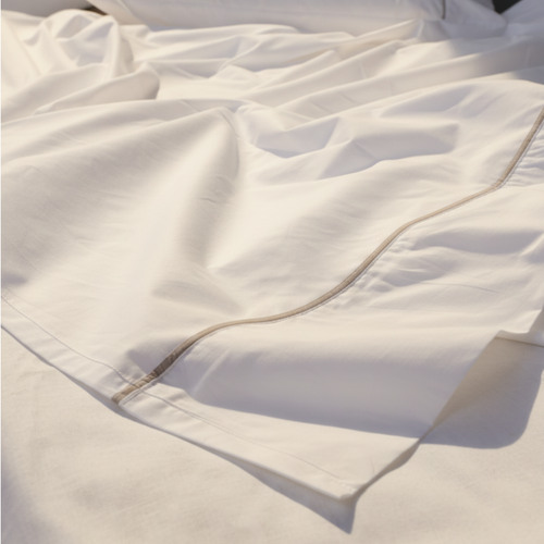Light Grey Piped Percale Flat Sheet