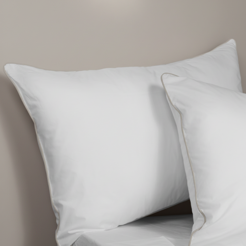 Light Grey Piped Percale Pillowcases