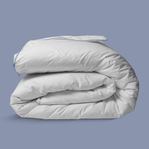 Light Blue Piped Percale Duvet Cover