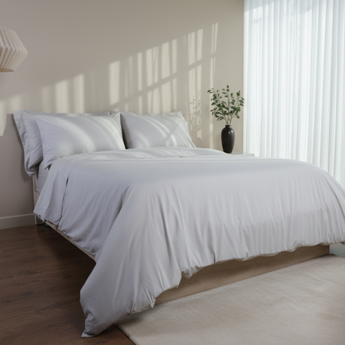 Light Grey Cotton Percale Fitted Sheet