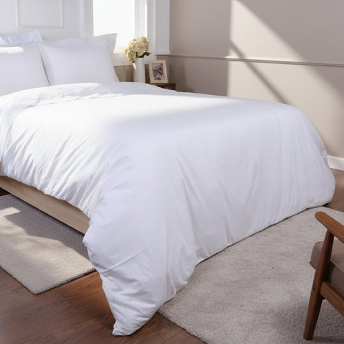 Cotton Percale Duvet Cover White Organic