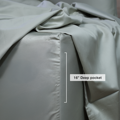 Sage Luxury Cotton Sateen Fitted Sheet