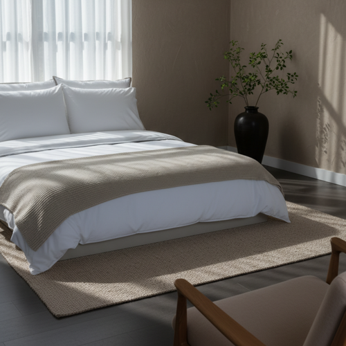 Sateen Duvet Cover Light Grey Border