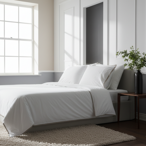 Light Grey Sateen Oxford Pillowcases Border