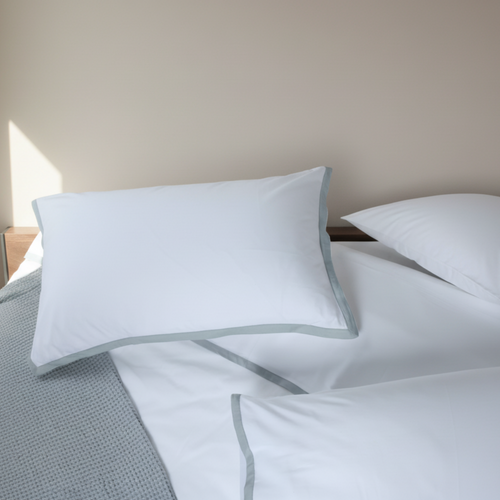 Light Blue Border Sateen Pillowcases