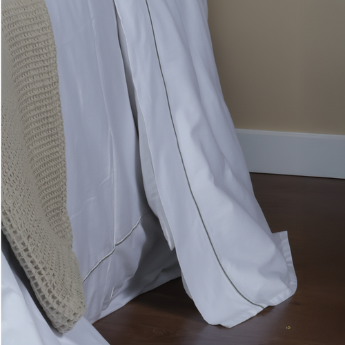 Embroidered Sateen Flat Sheet Light Grey