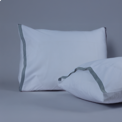 Light Blue Border Sateen Pillowcases