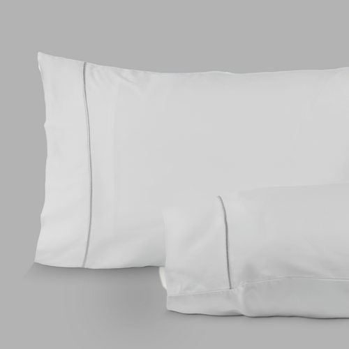 Light Grey Embroidered Sateen Pillowcases