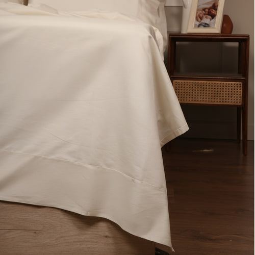 Ivory Luxury Cotton Sateen Flat Sheet
