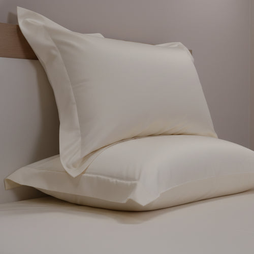 Cotton Sateen Oxford Pillowcases Ivory Luxury