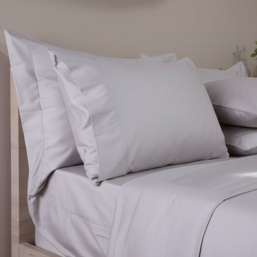 Cotton Sateen Oxford Pillowcases Light Grey