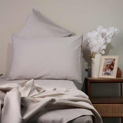 Light Grey Cotton Sateen Pillowcases