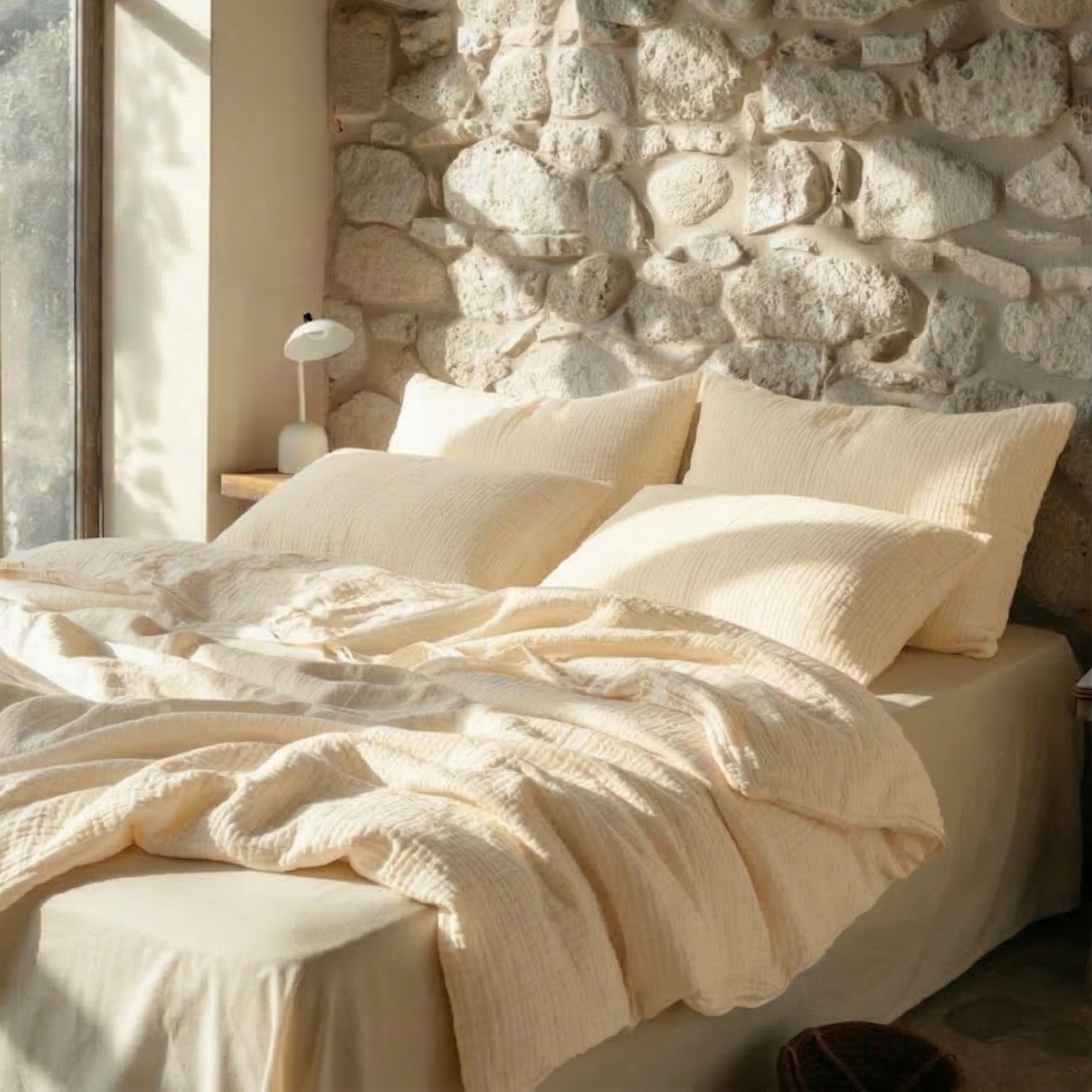 Butter Bean Muslin Duvet Cover