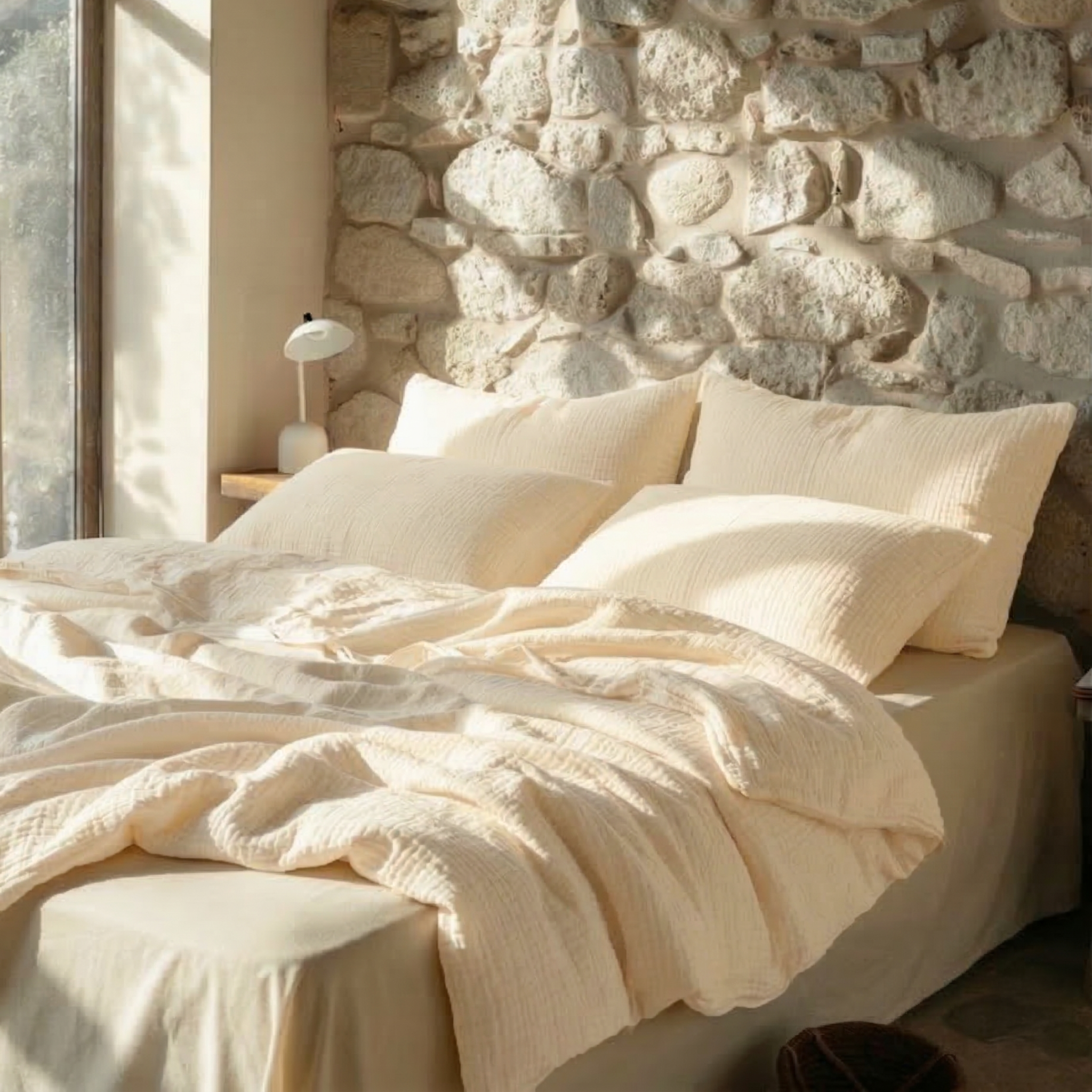 Butter Bean Muslin Duvet Cover