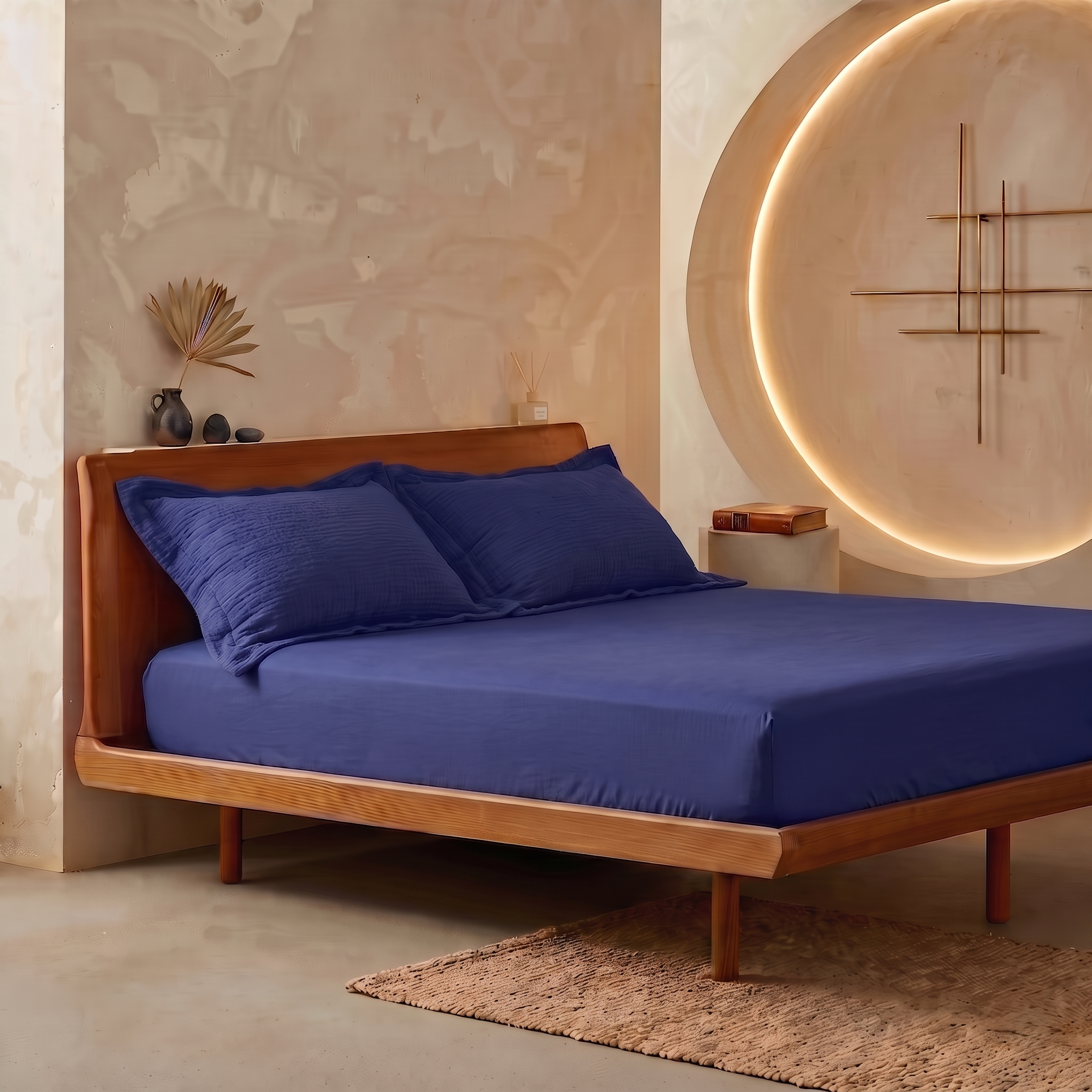 Astral Blue Organic Cotton Percale Extra Deep Fitted Sheet