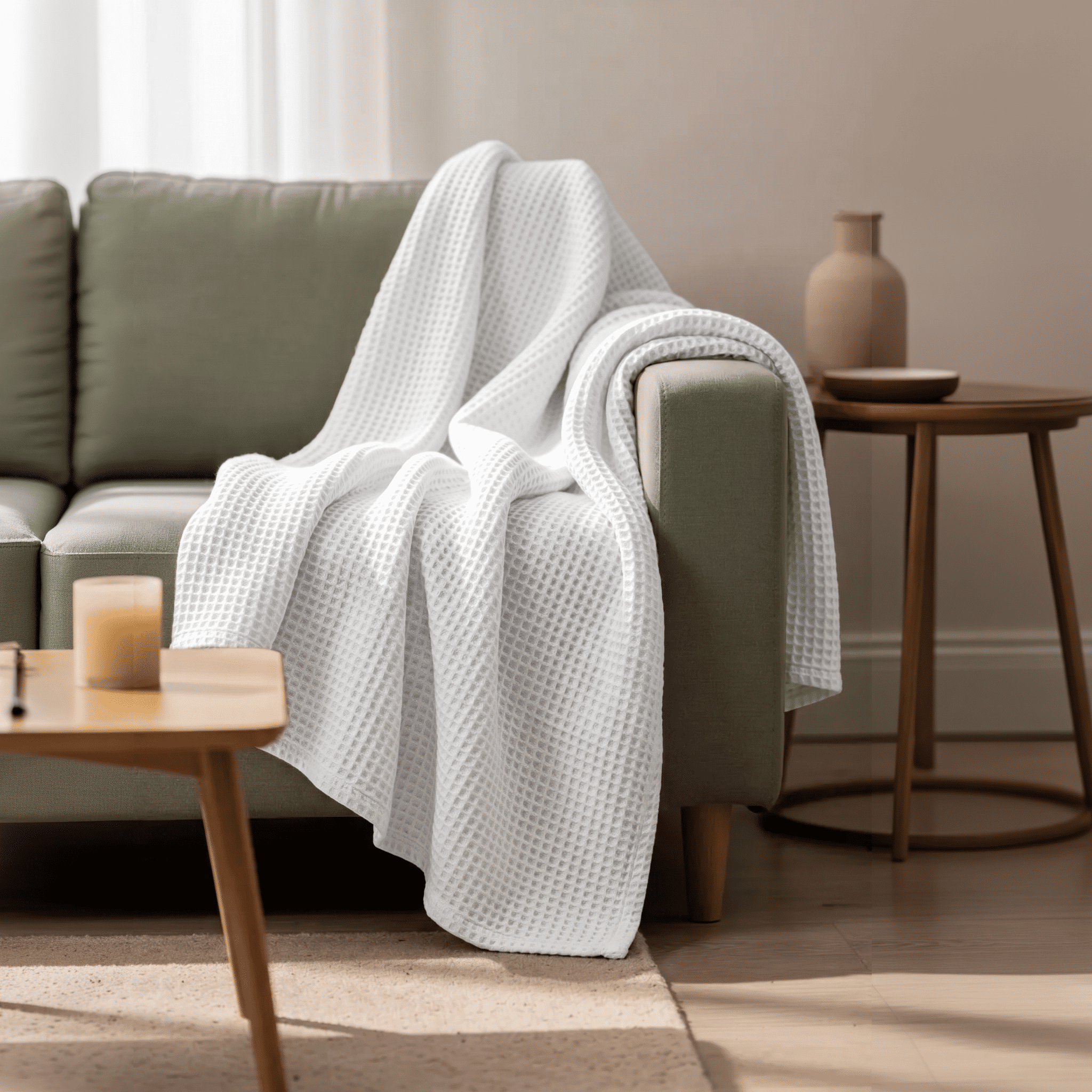White Waffle throw