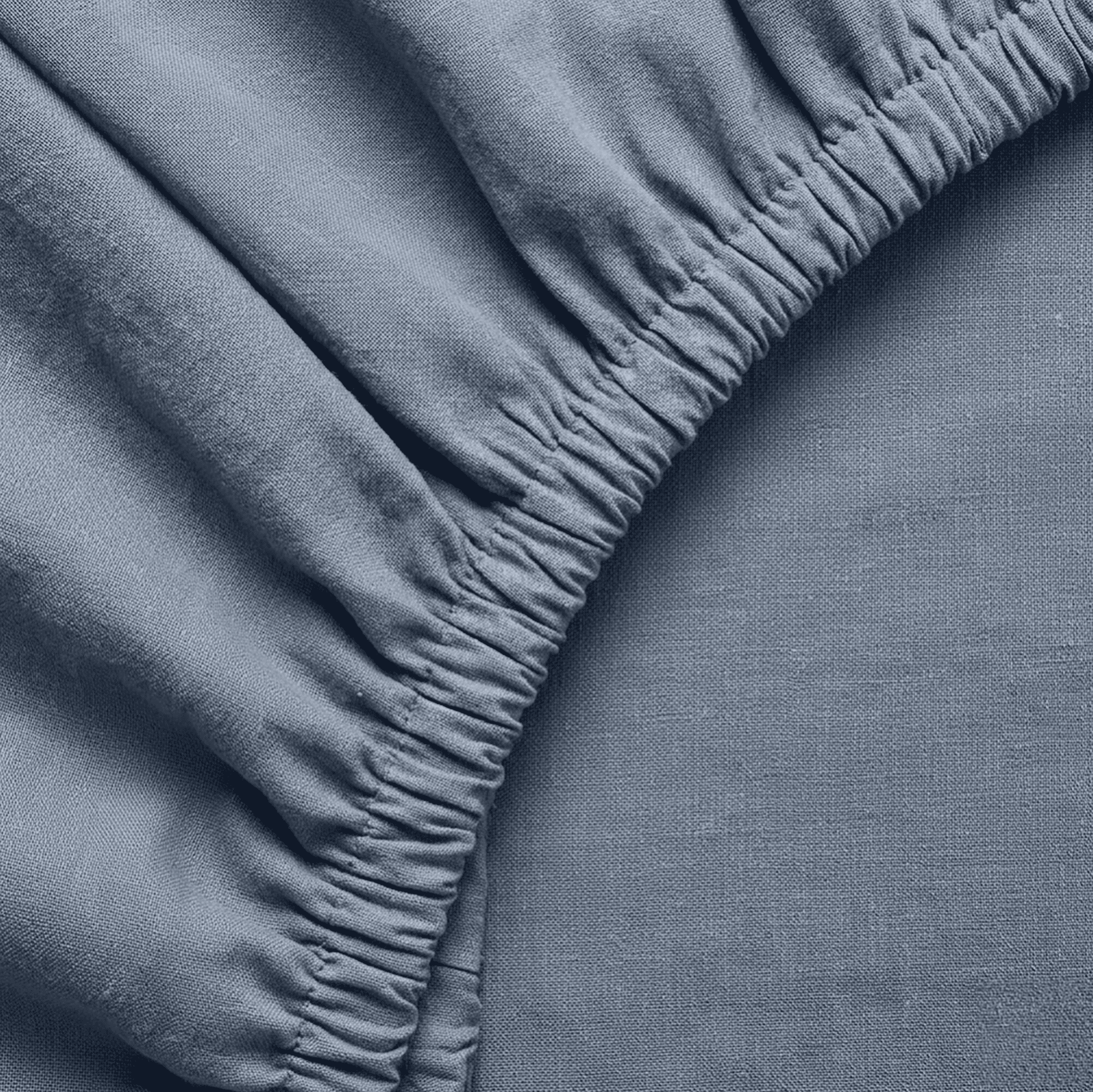 Dusty Blue European Linen Chambray Fitted Sheet