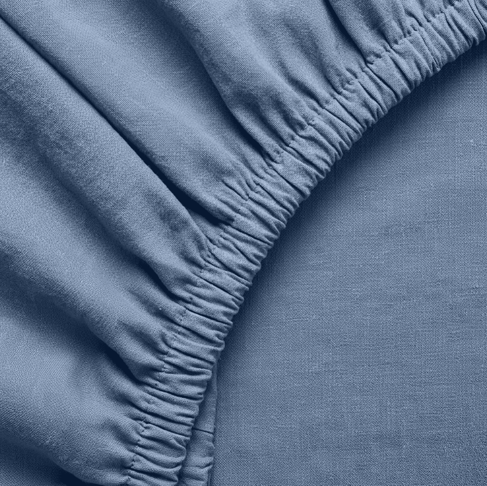 Dusty Blue European Linen Chambray Fitted Sheet