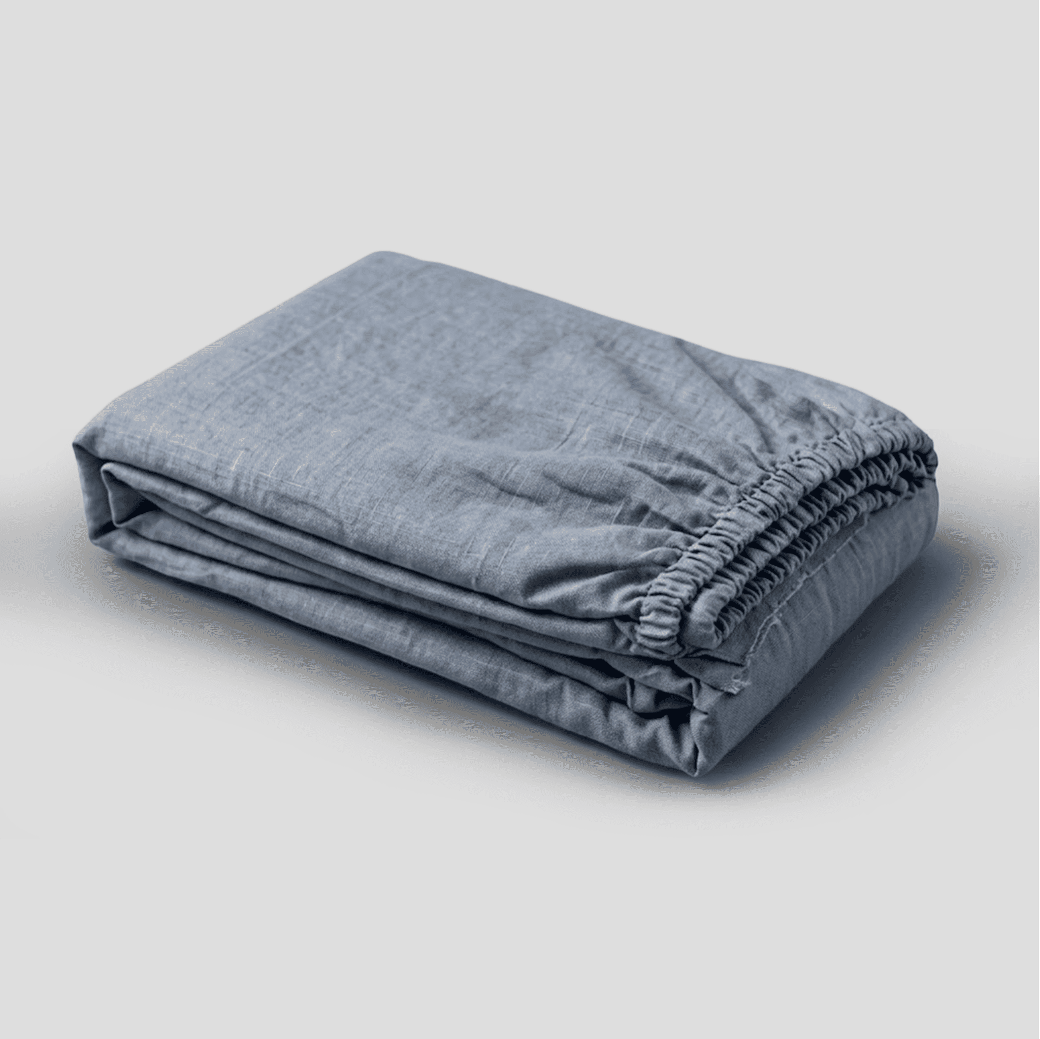 Dusty Blue European Linen Chambray Fitted Sheet