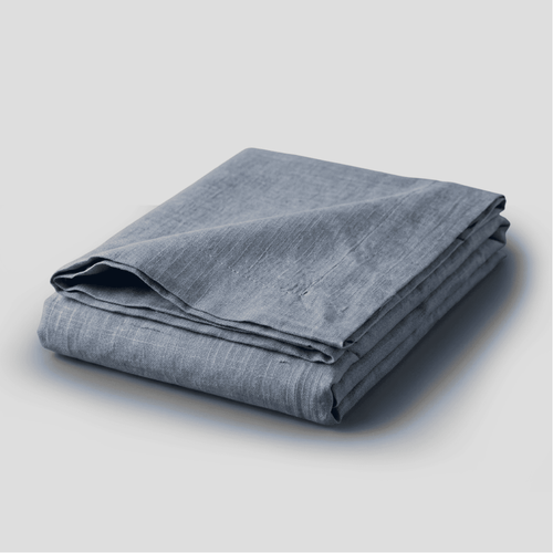 Dusty Blue European Linen Chambray Flat Sheet
