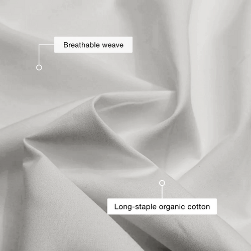 Light Grey Organic Cotton Percale Flat Sheet
