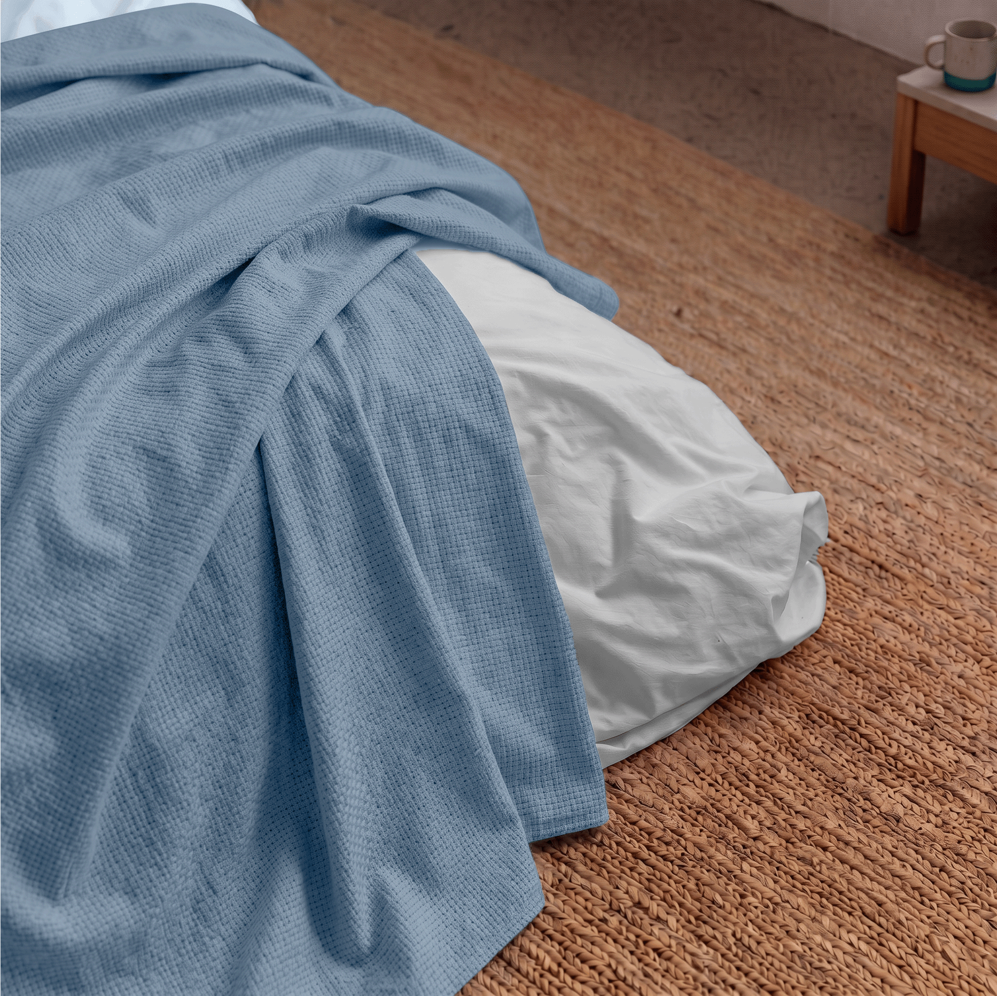 Light Blue Cotton Lightweight Blanket