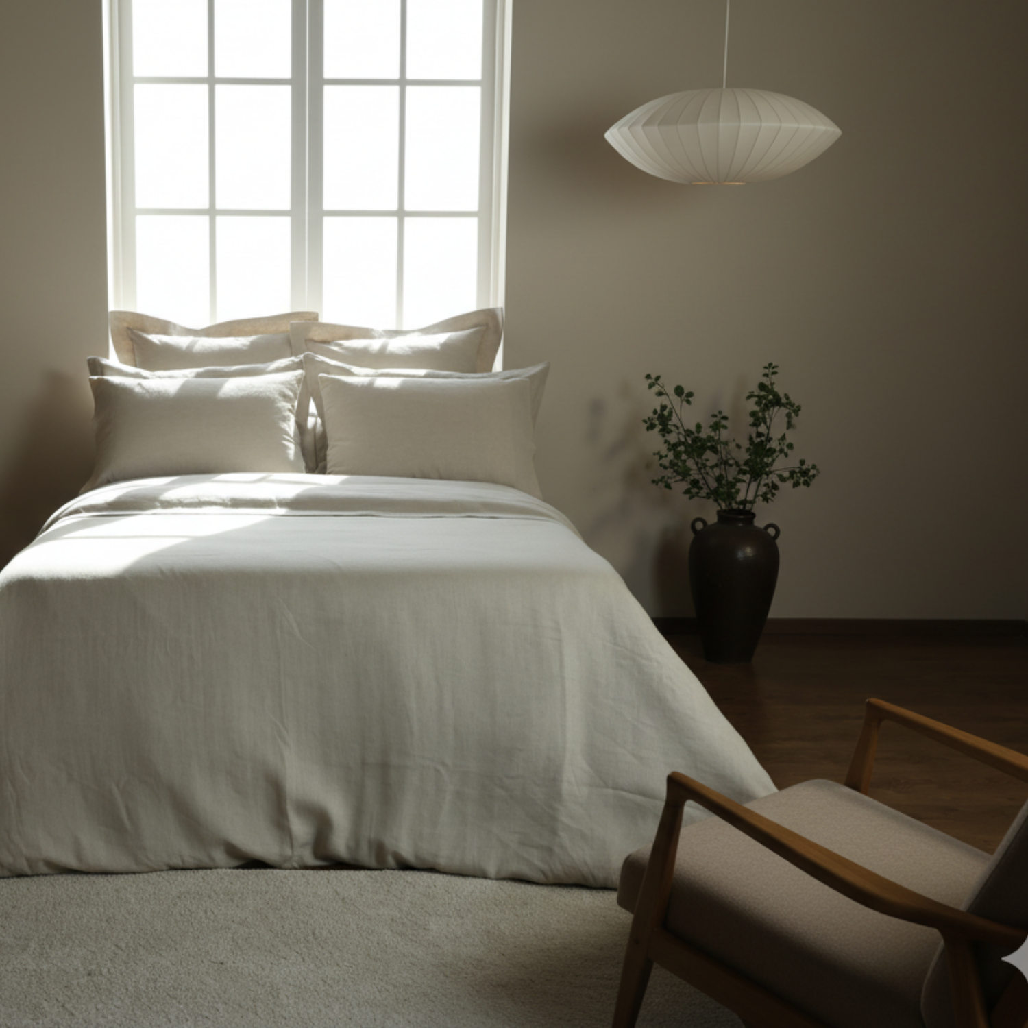 Linen Chambray Oxford Pillowcases Natural European