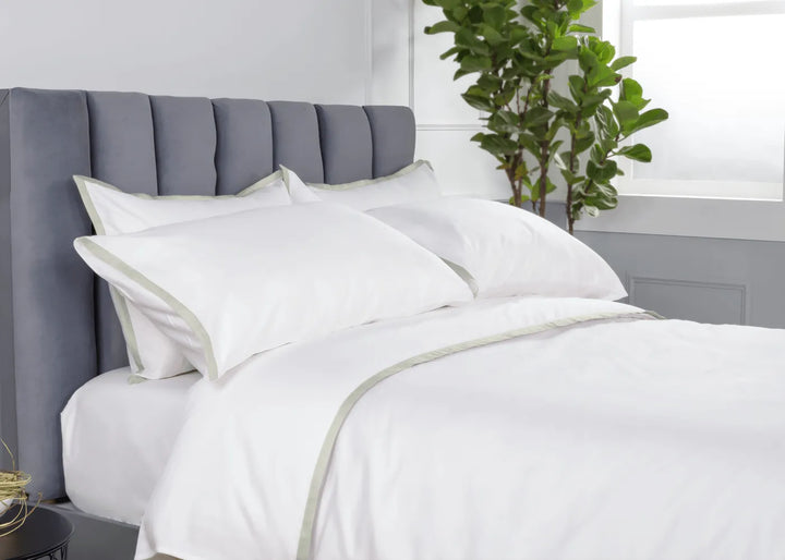 Luxury Organic Sateen Border Oxford Pillowcase Set White/Grey