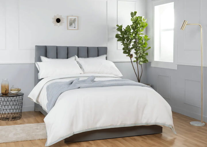 Luxury Organic Sateen Border Oxford Pillowcase Set White/Blue