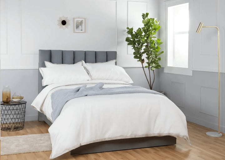 Luxury Organic Sateen Border Oxford Pillowcase Set White/Grey