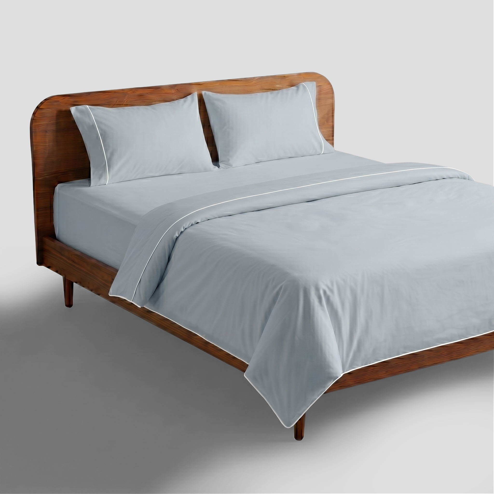 White Crisp Cool Organic Percale Piped Cover Set