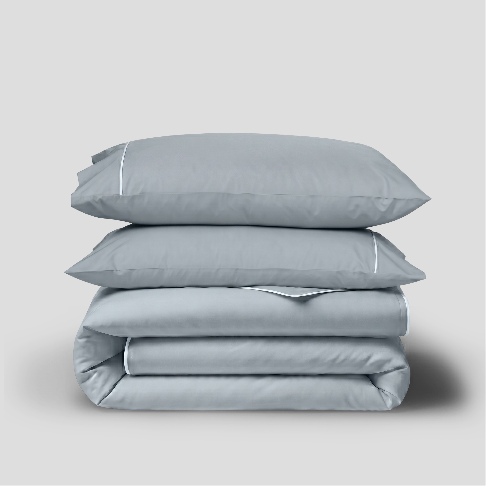 White Crisp Cool Organic Percale Piped Cover Set