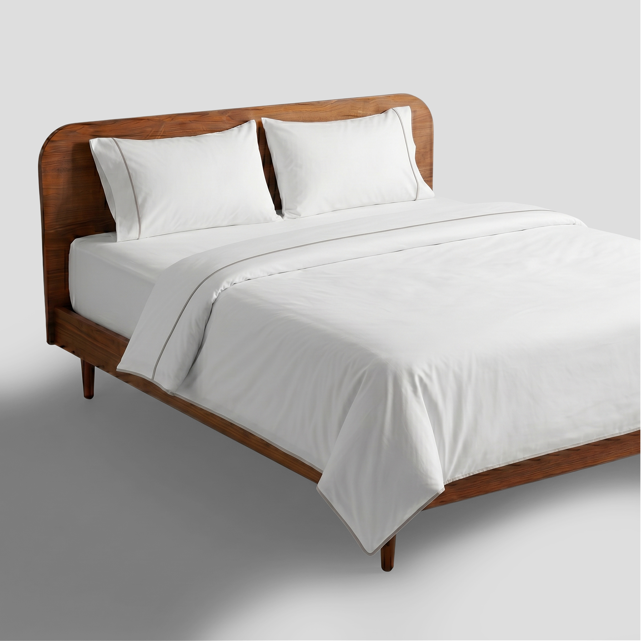 Light Grey Crisp Cool Organic Percale Piped Cover Set