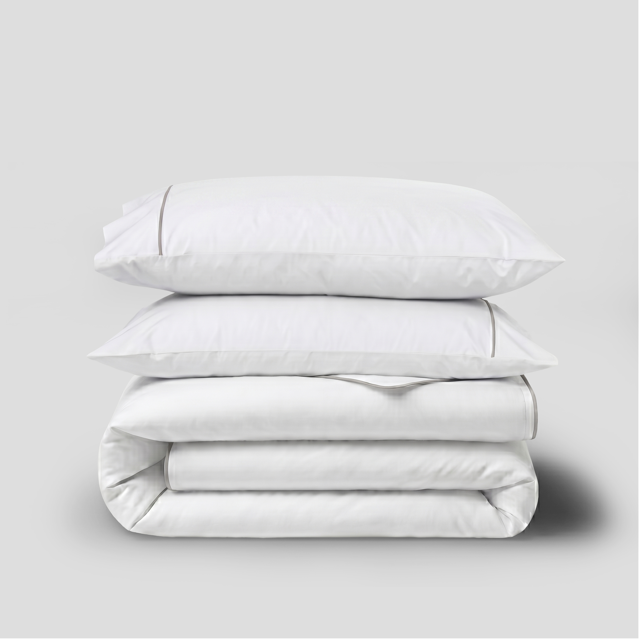 Light Grey Crisp Cool Organic Percale Piped Cover Set