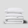 Light Blue Crisp Cool Organic Percale Piped Cover Set