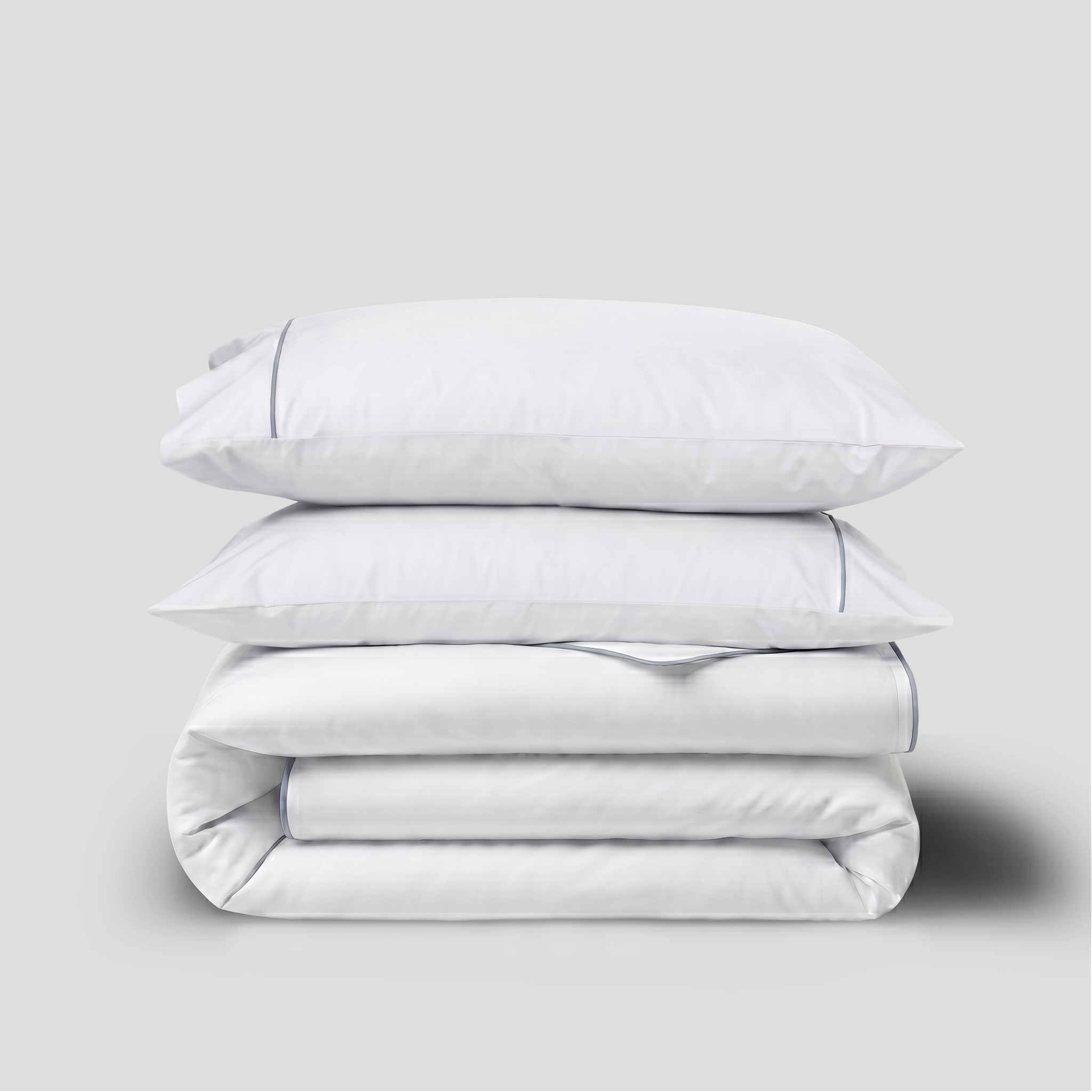 Light Blue Crisp Cool Organic Percale Piped Cover Set