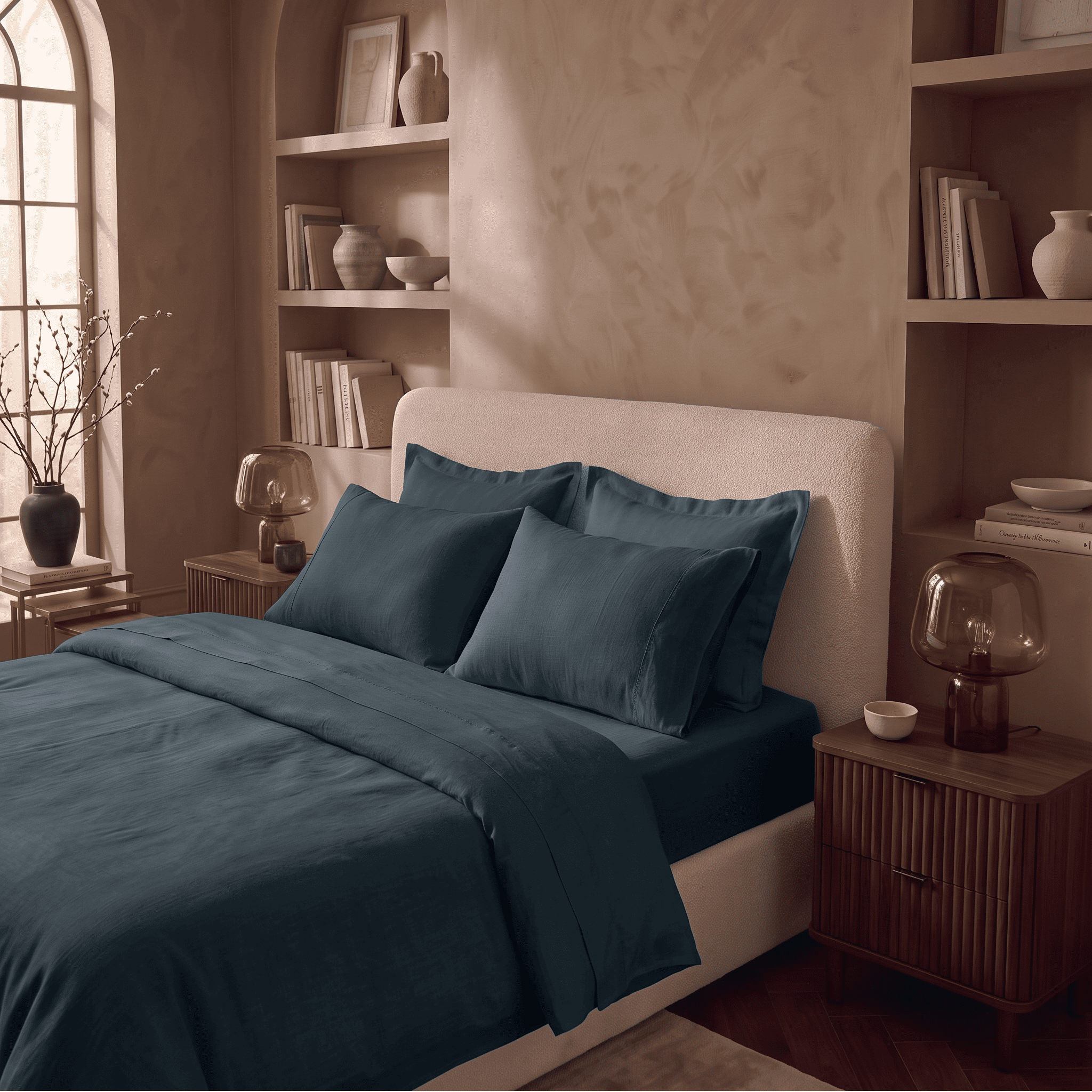 Nightfall European Linen Chambray Fitted Sheet