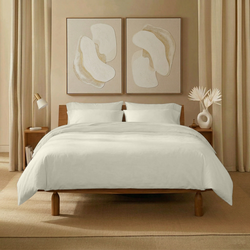 Ivory Crisp Cool Organic Percale Duvet Set