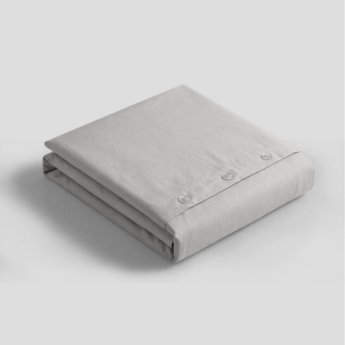 Light Grey Organic Cotton Percale Duvet Cover