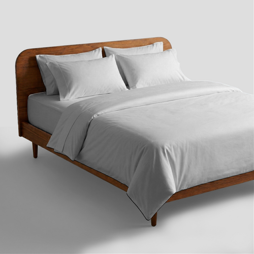 Light Grey Crisp Cool Organic Percale Duvet Set