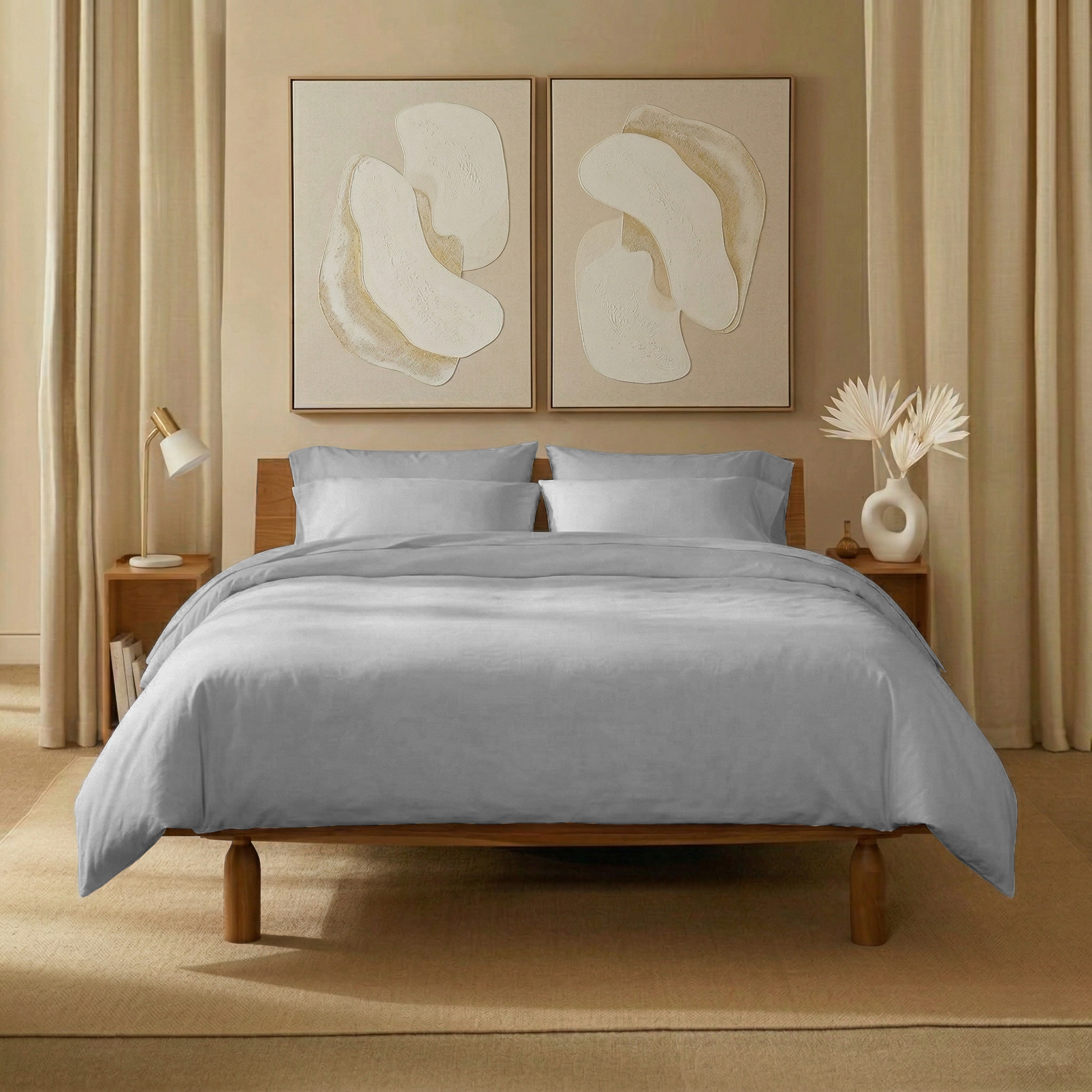 Light Grey Organic Cotton Percale Extra Deep Fitted Sheet