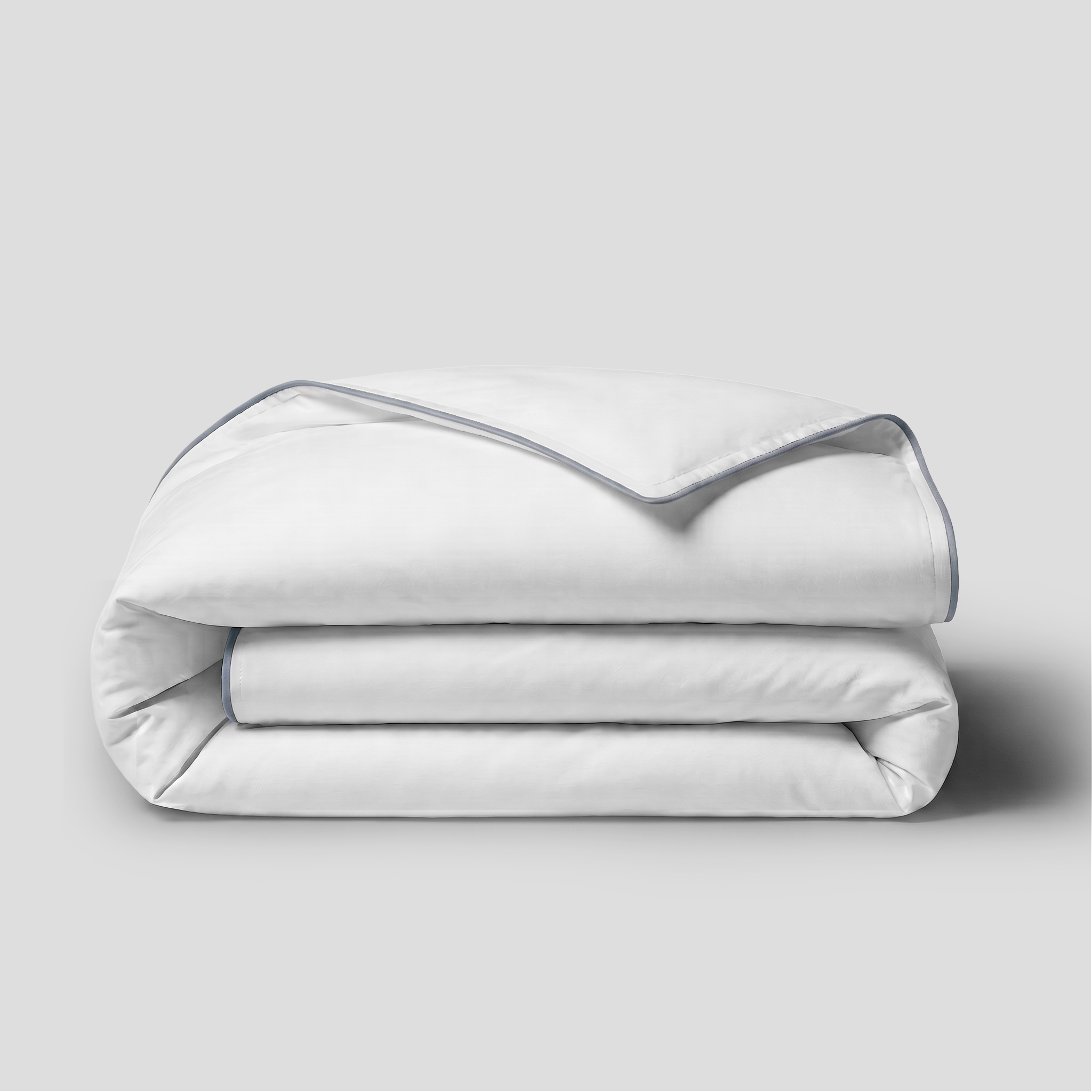 Light Blue Piped Percale Duvet Cover