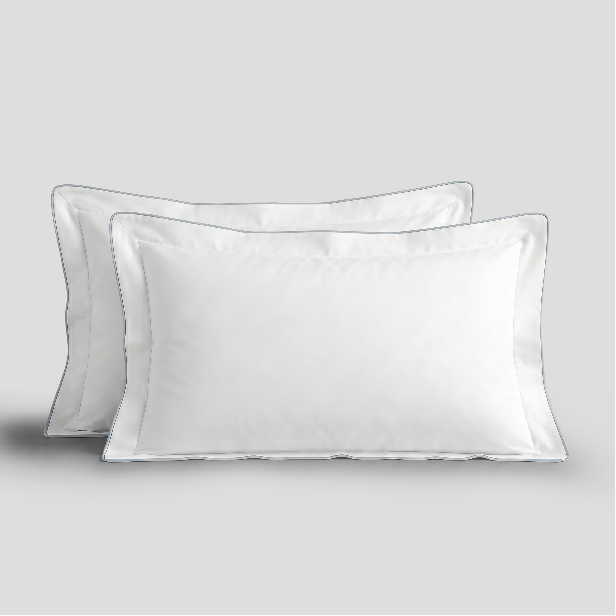 Light Blue Piped Percale Oxford Pillowcases