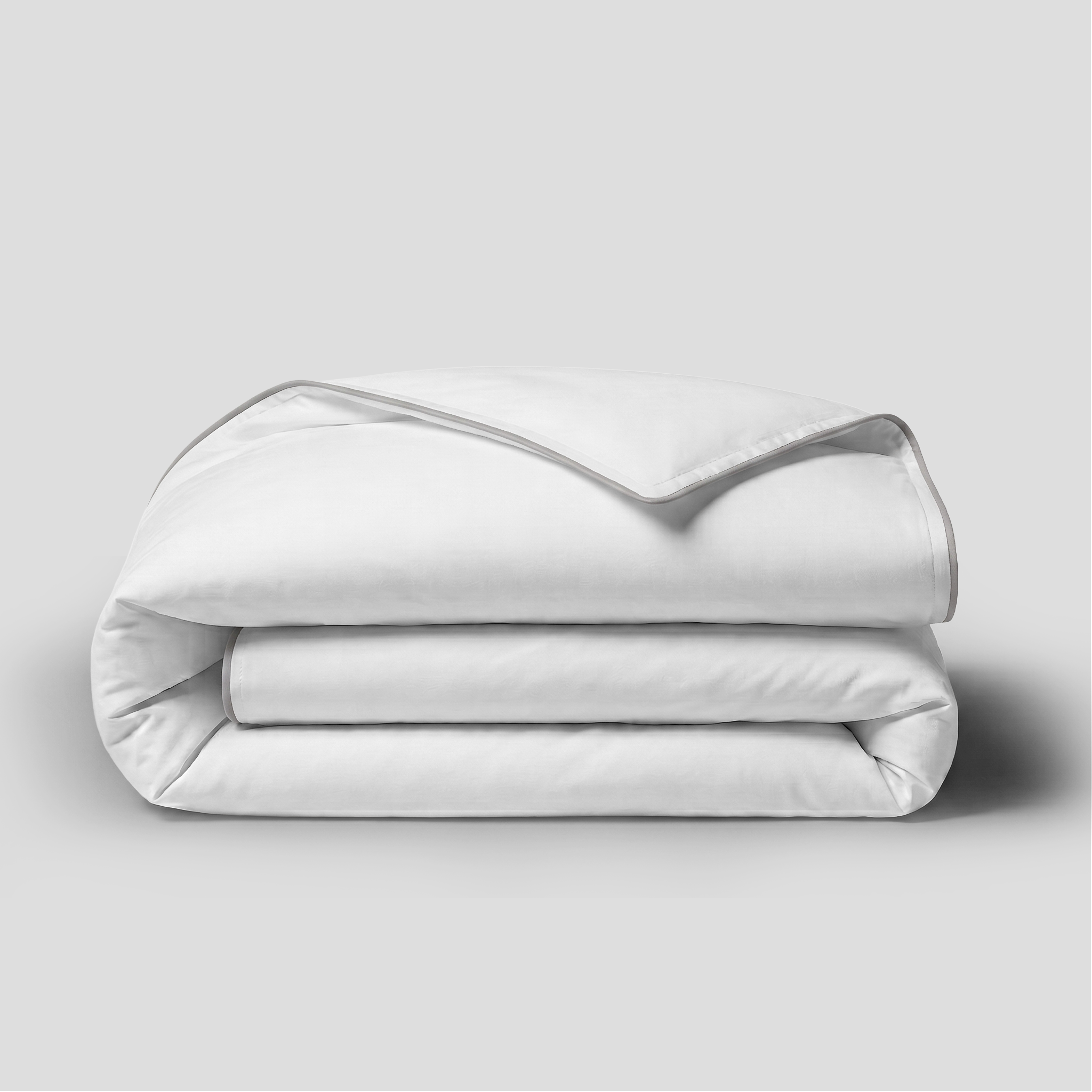 Light Grey Piped Percale Duvet Cover