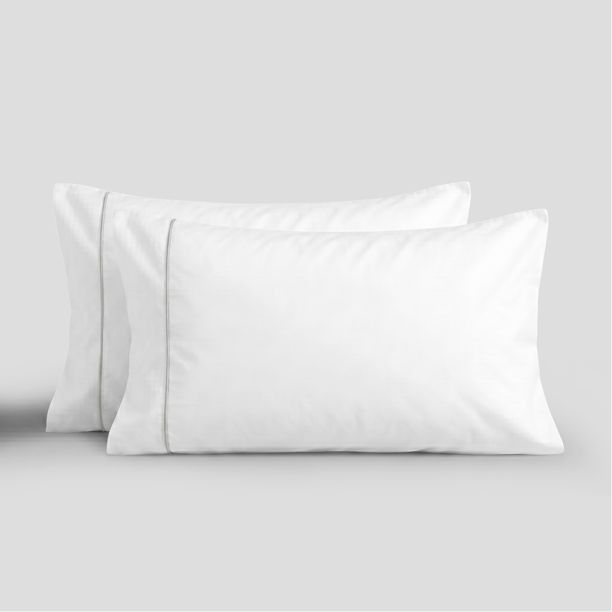 Light Grey Piped Percale Pillowcases