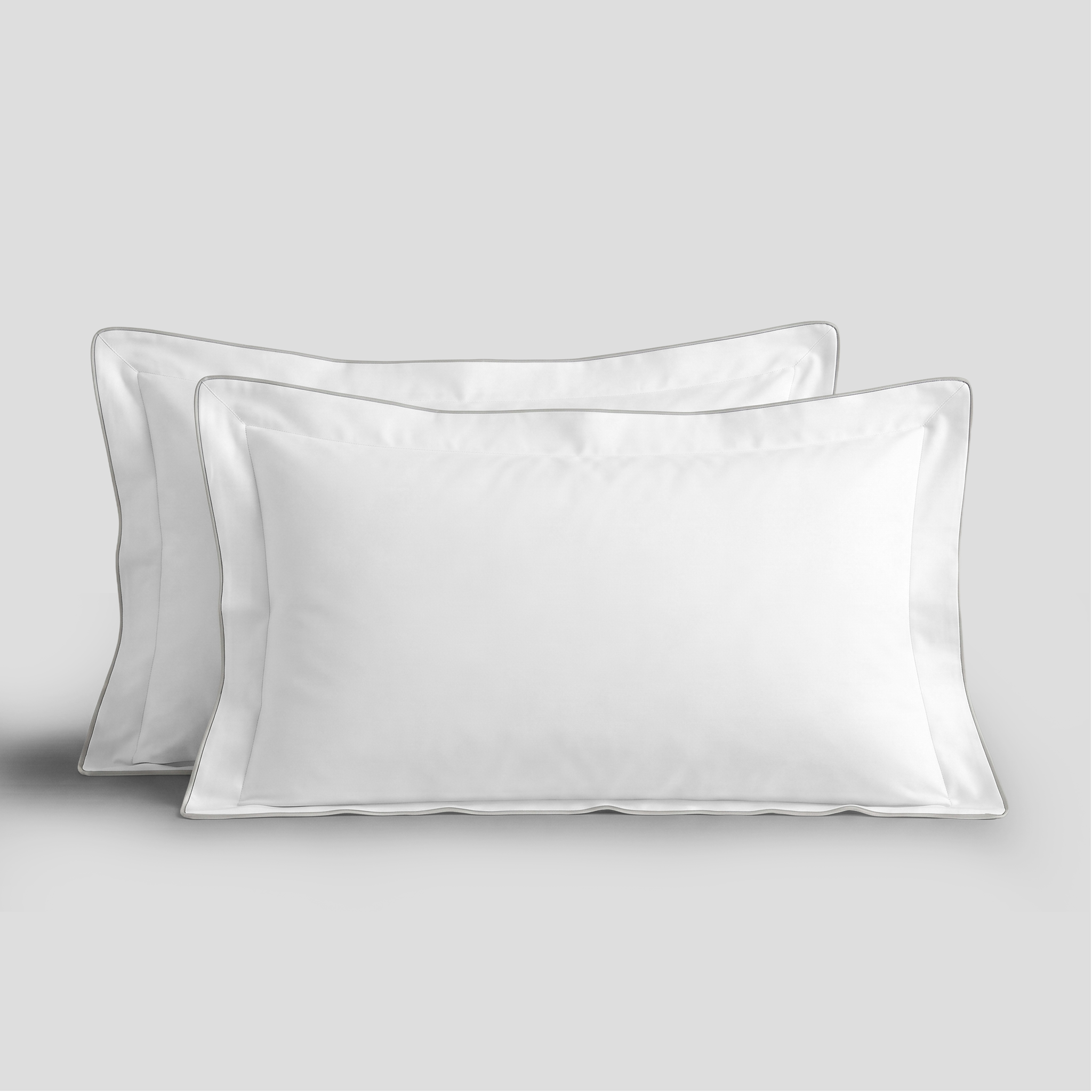 Light Grey Piped Percale Oxford Pillowcases