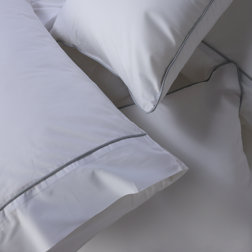 Light Blue Piped Percale Pillowcases